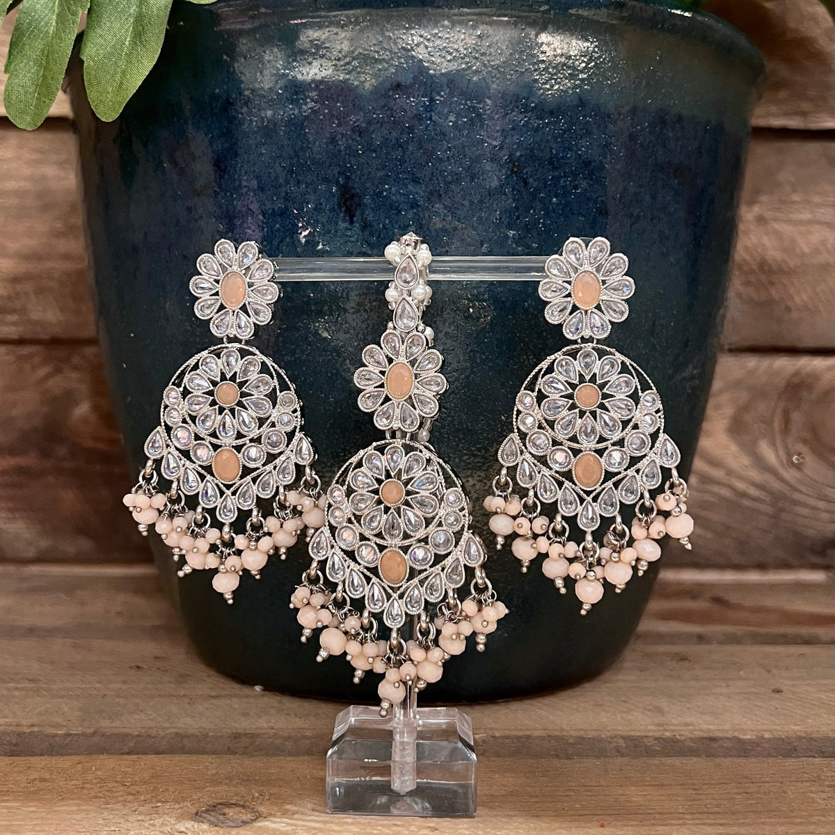 Rea Silver Earring and Tikka Set
