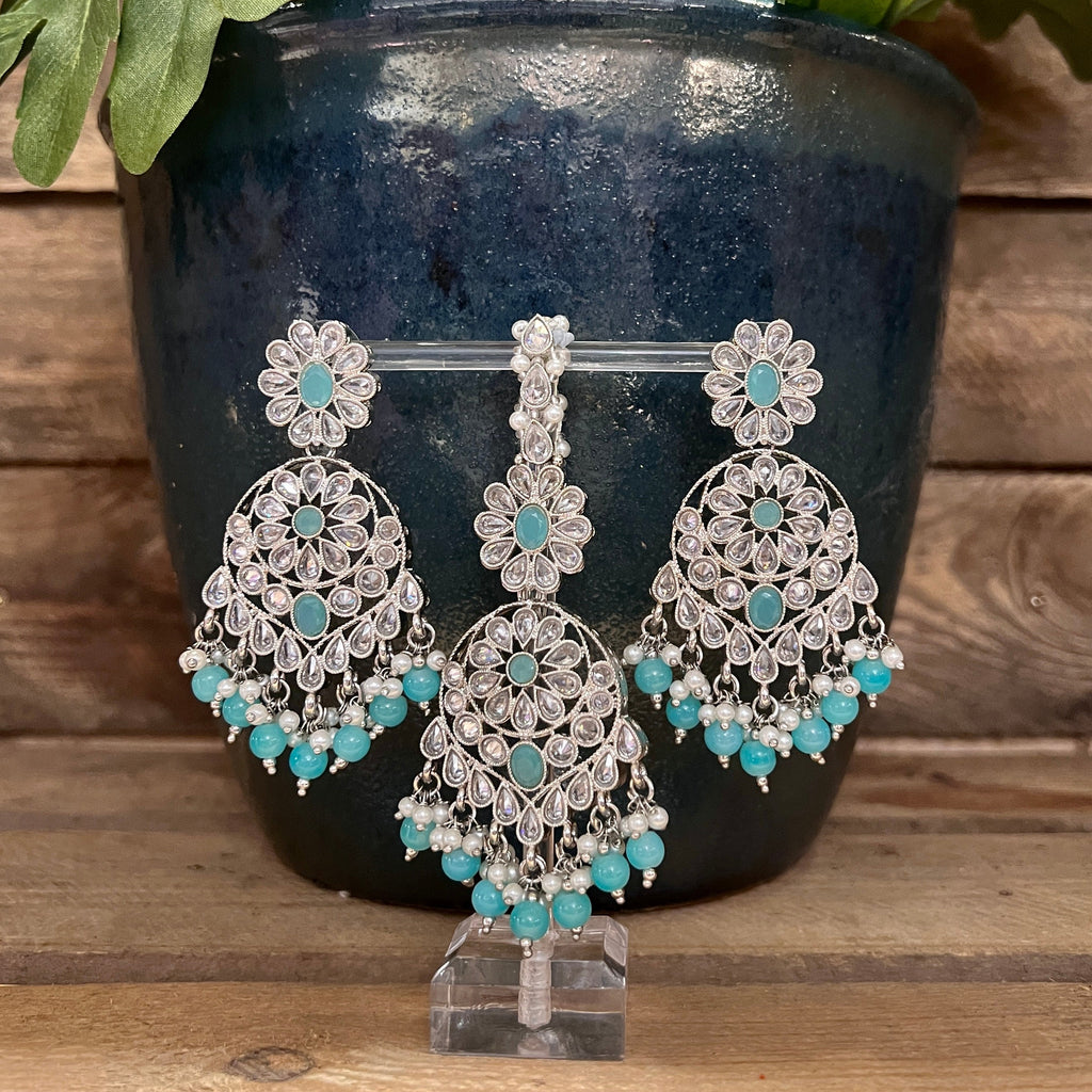 Rea Silver Earring and Tikka Set - Emporia Accessories
