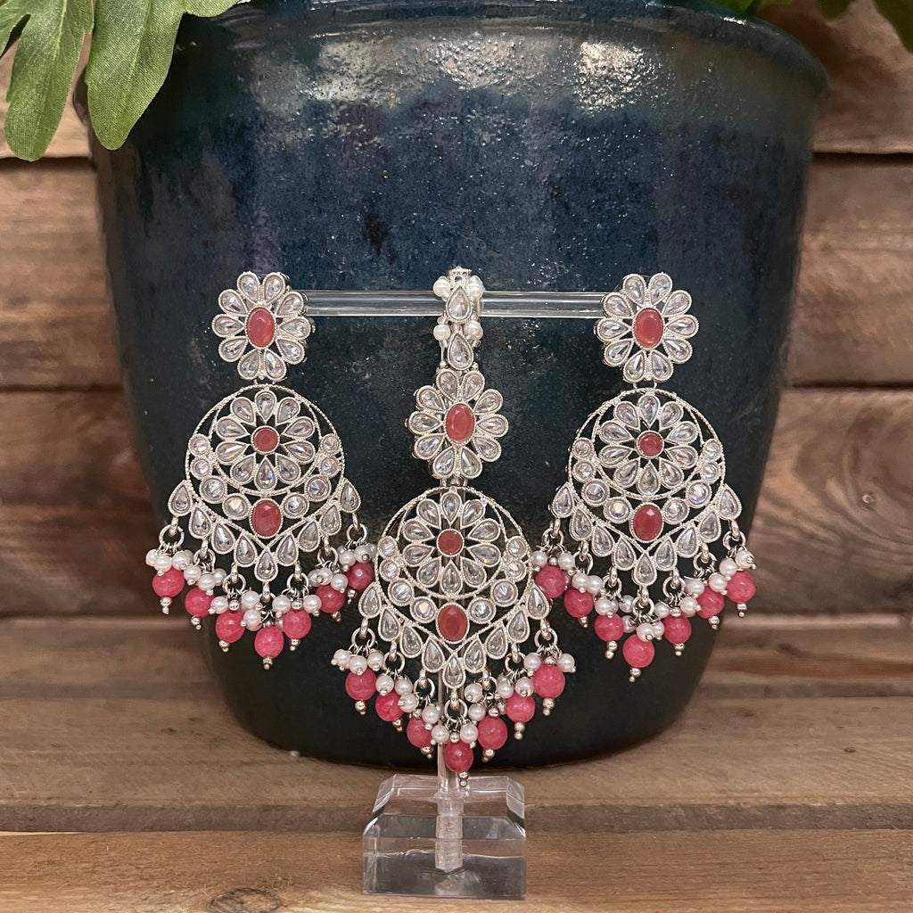 Rea Silver Earring and Tikka Set - Emporia Accessories